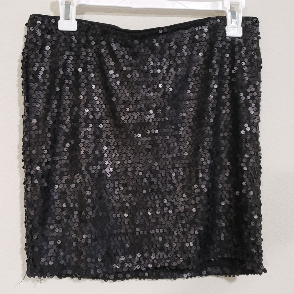 Lily Rose Black Sequin Mini Skirt Size Large